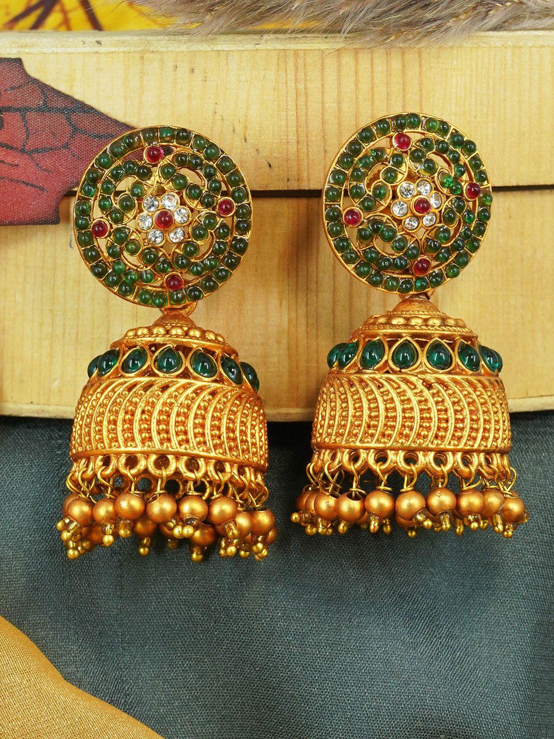 griiham gold-plated contemporary jhumkas earrings