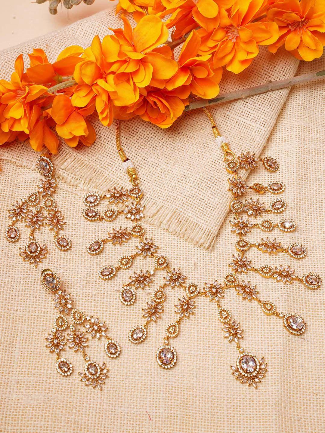 griiham gold-plated cubic zirconia studded jewellery set