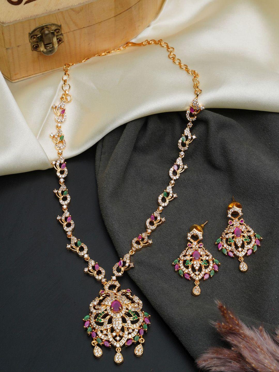 griiham gold-plated cz-studded jewellery set