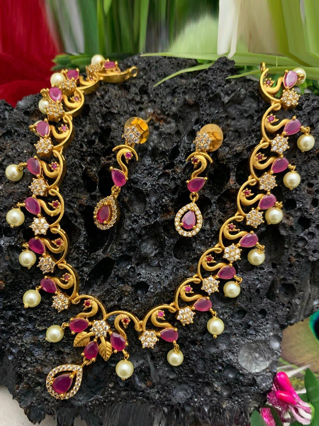 griiham gold-plated cz-studded jewellery set