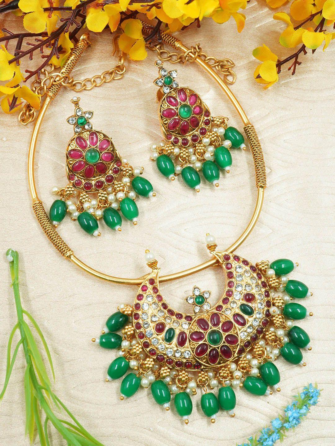 griiham gold-plated cz-studded jewellery set