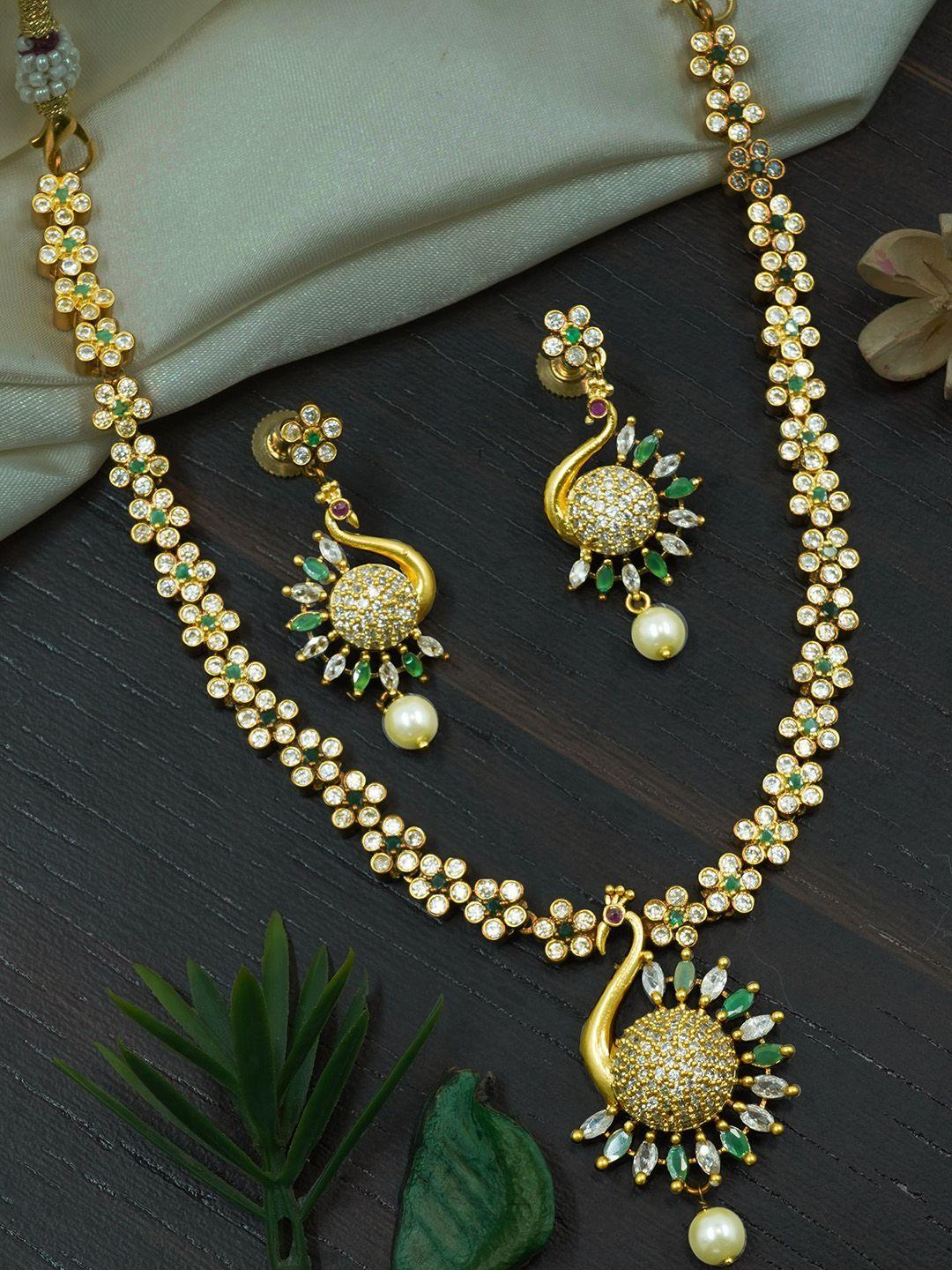 griiham gold-plated cz-studded jewellery set