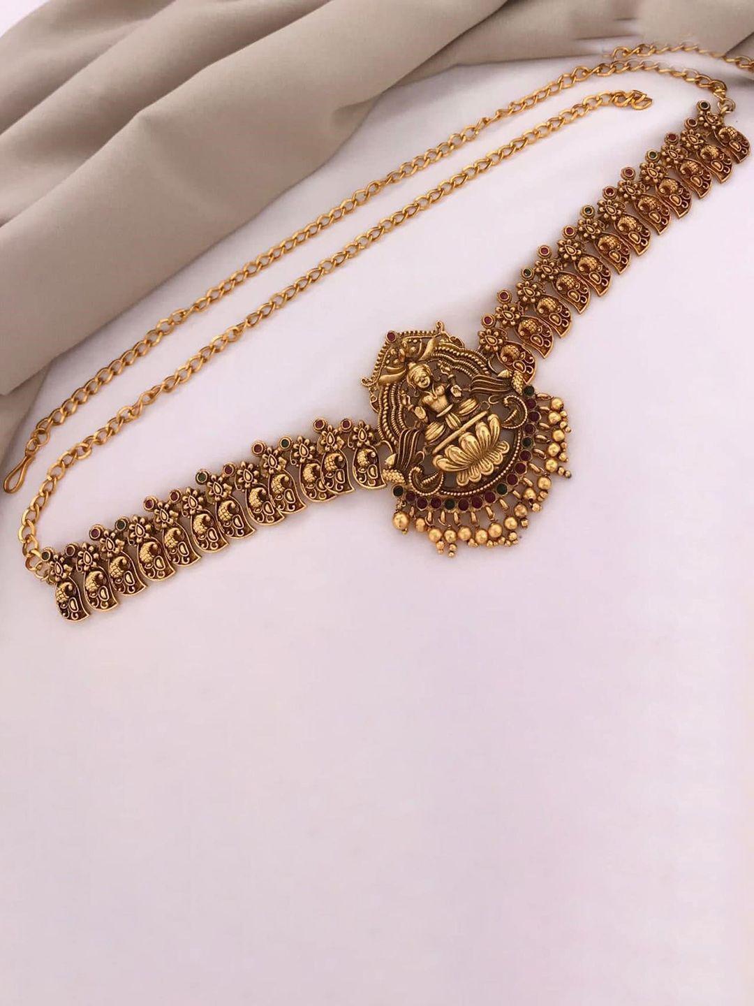 griiham gold-plated cz-studded laxmi waist chain