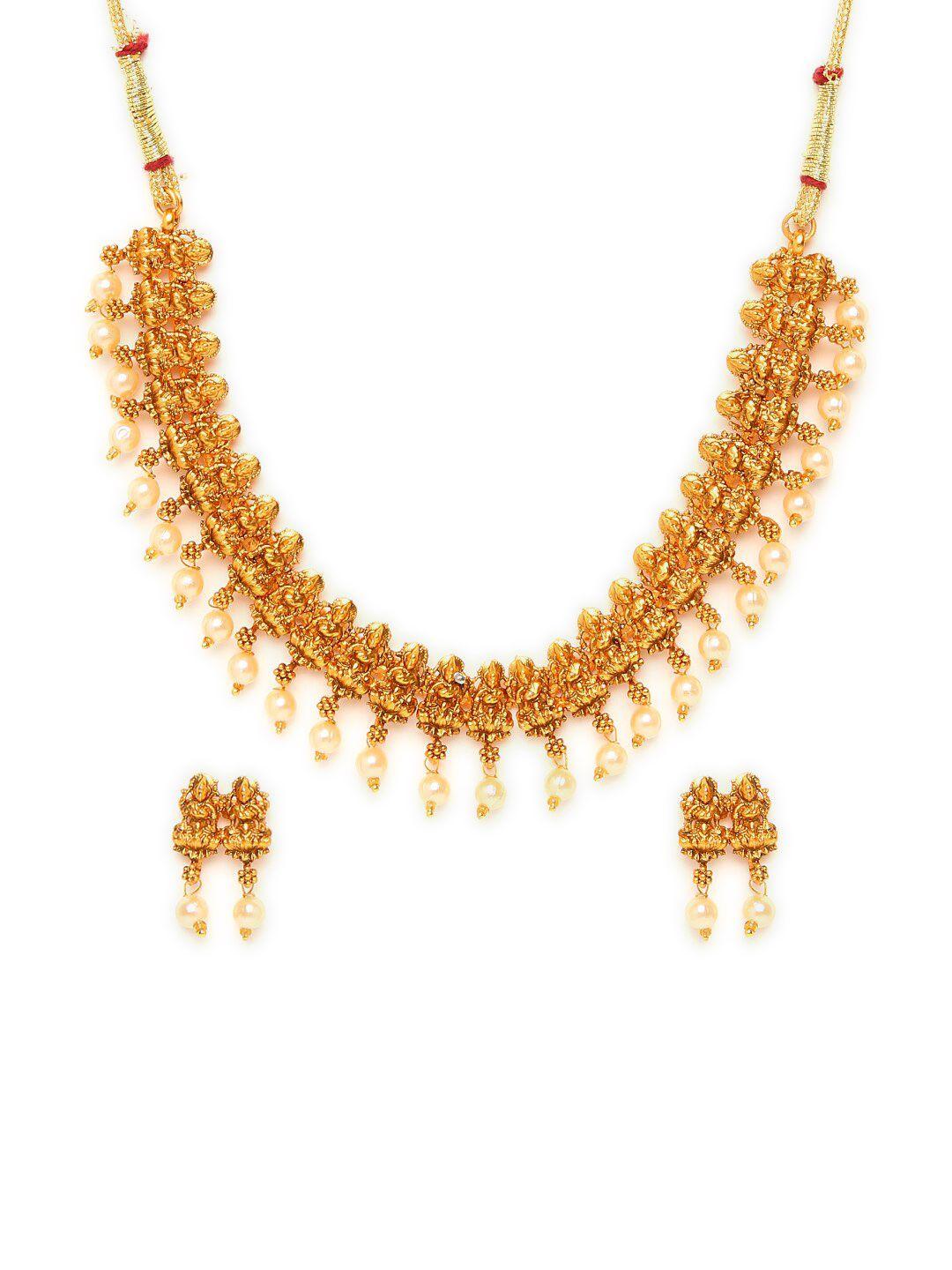 griiham gold-plated pearls-studded jewellery set