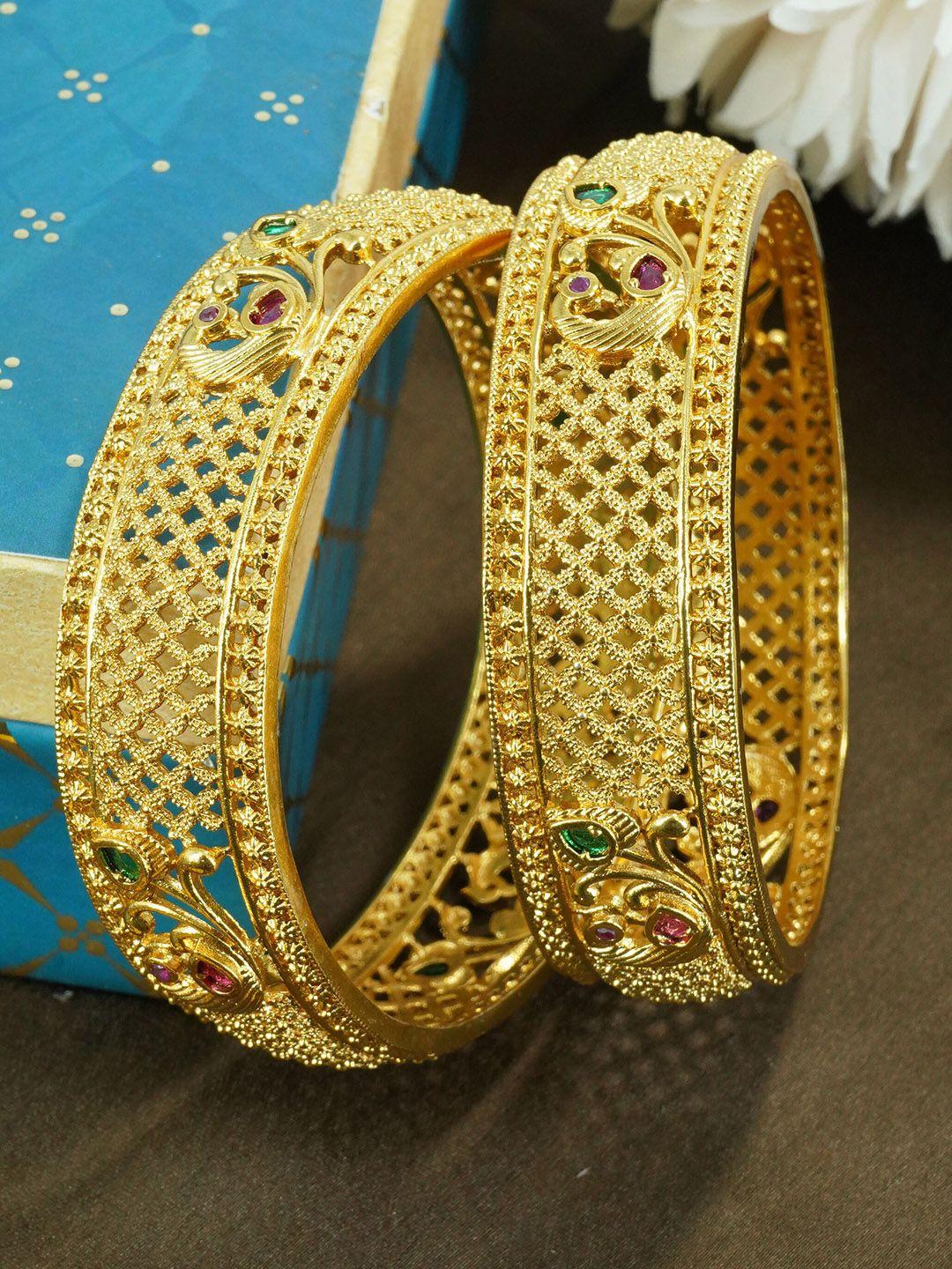 griiham set of 2 gold-plated american diamond studded bangles