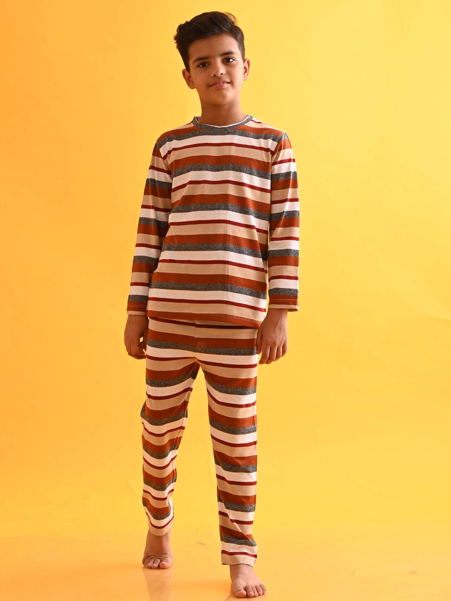 grindle striped boys long sleeves pyjama (set of 2)