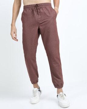 grindled flat-front jogger pants with insert pockets