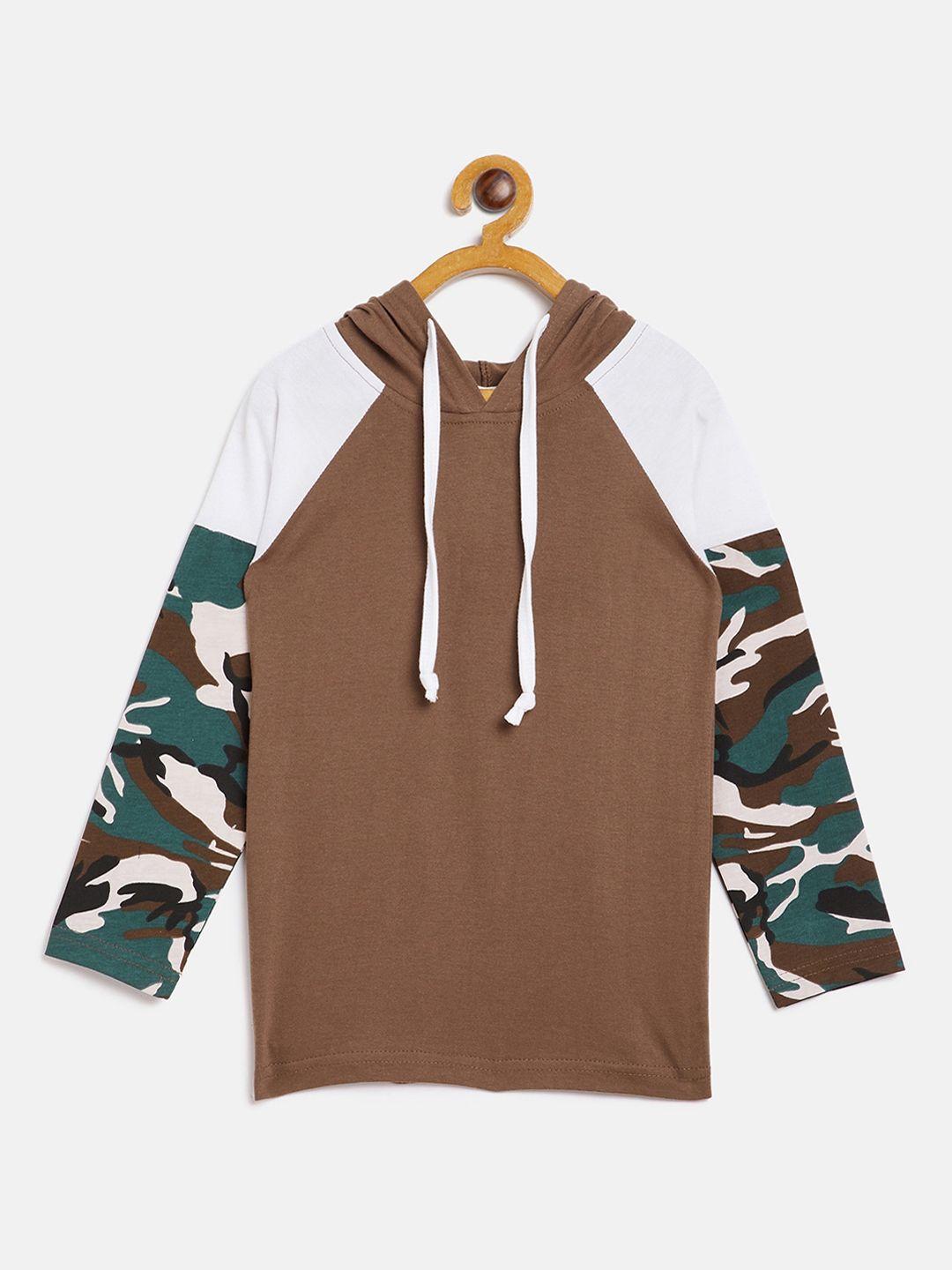 gritstones-boys-brown-colourblocked-hood-t-shirt