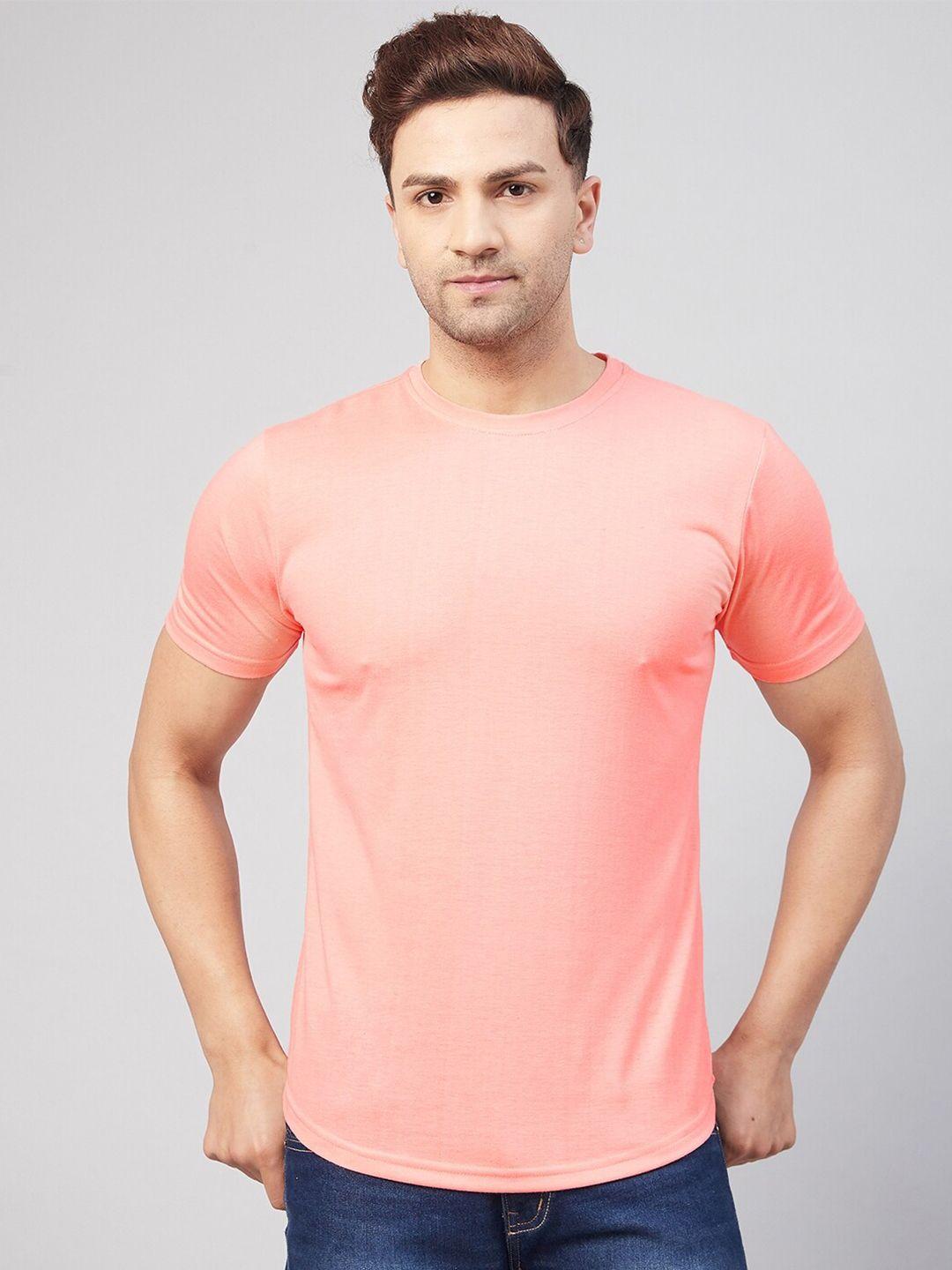 gritstones men coral solid round neck t-shirt