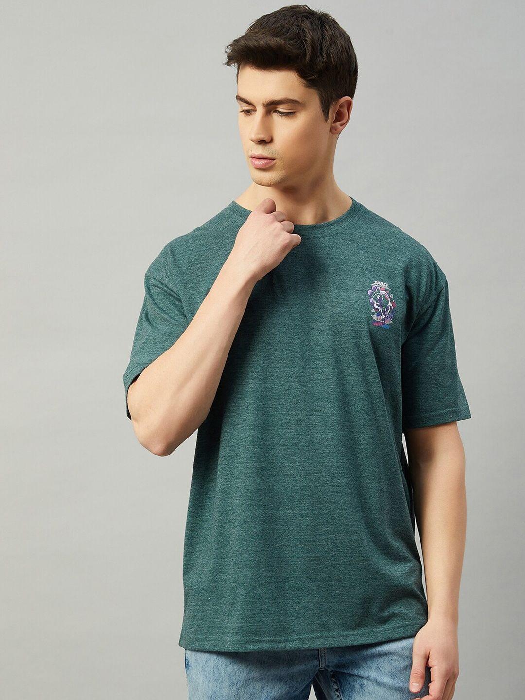 gritstones men typography printed drop-shoulder sleeves cotton oversize t-shirt