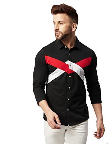 gritstones men black full sleeve color block cotton shirt (gsfsshrt2967blkredwht_xl)