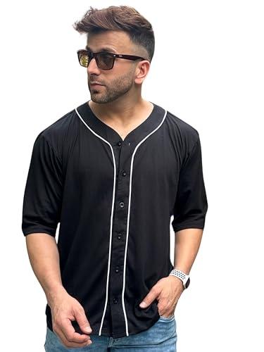 gritstones men black half sleeve oversized shirt (gshsosst3067blk_m)