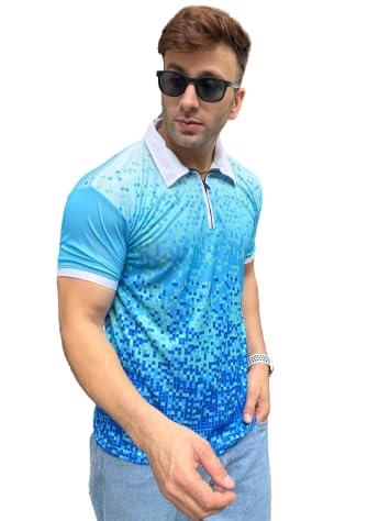 gritstones men blue half sleeve dot polyester polo t-shirt (gspl3149polblu_l)