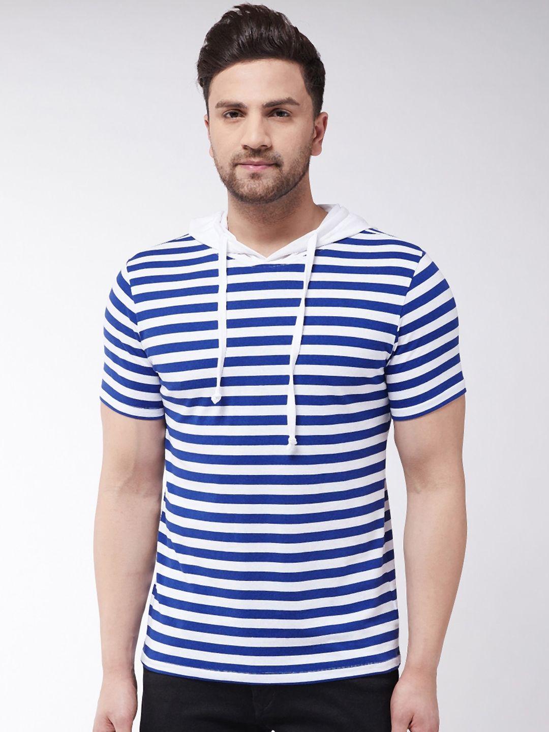 gritstones men blue striped hood t-shirt