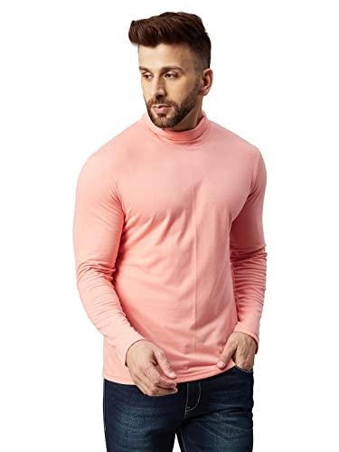 gritstones men high neck cotton solid t-shirt (gsfshignk2213) coral