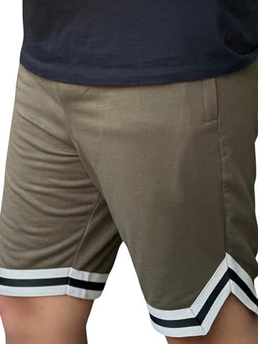 gritstones men olive tapered cotton blend shorts (gsshort3090olv_l)