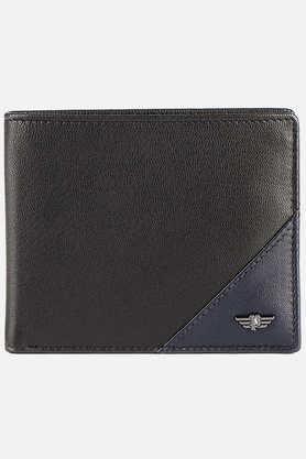 groix black bi fold coin leather men's wallet - black