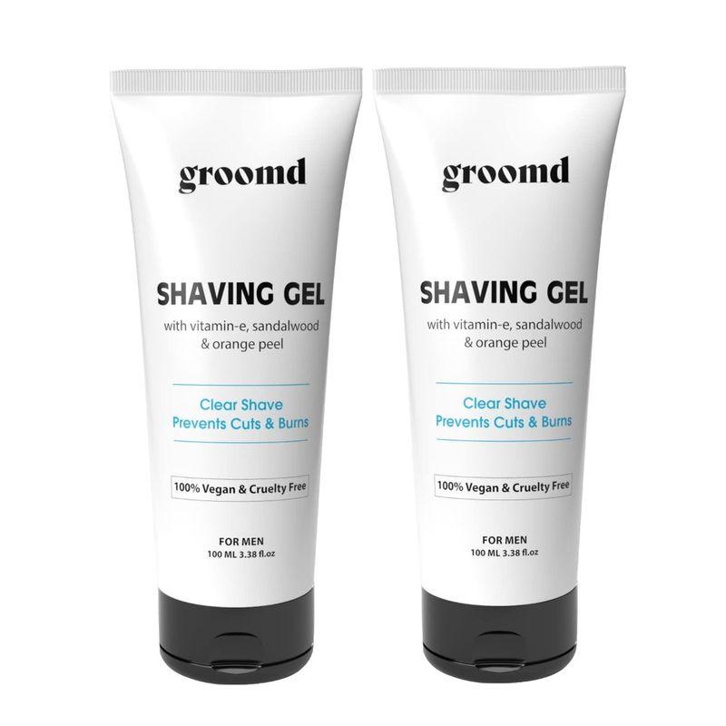 groomd shaving gel with vitamin-e sandalwood oil orange peel for men all skin type