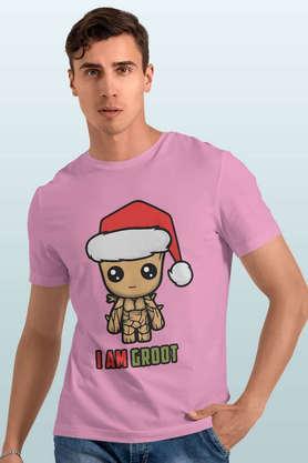 groot santa round neck mens t-shirt - baby pink