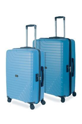 groove set of 2 polypropylene blue trolley bags(65 cm,75 cm) with 8 wheels and tsa lock - blue