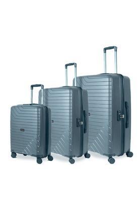 groove set of 3 polypropylene grey trolley bags(55 cm,65 cm,75 cm) with 8 wheels and tsa lock - grey