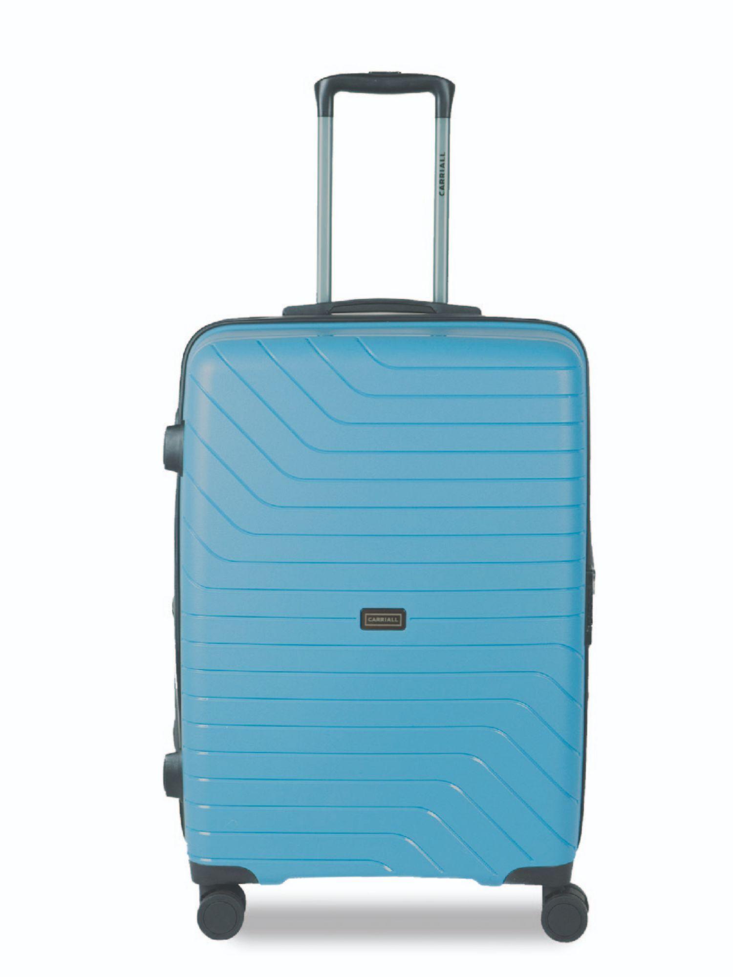 groove polypropylene (65 cm) blue check-in trolley bag with 8 wheels