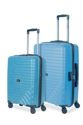 groove set of 2 polypropylene blue trolley bags(55 cm,65 cm) with 8 wheels and tsa lock - blue