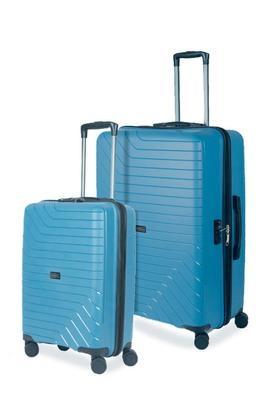 groove set of 2 polypropylene blue trolley bags(55 cm,75 cm) with 8 wheels and tsa lock - blue