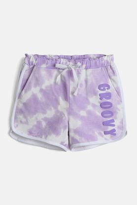 groovy tie dye cotton shorts for girls - lavender