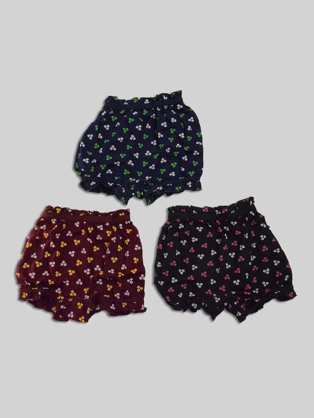groversons paris beauty girls pack of 3 floral printed cotton boy shorts briefs