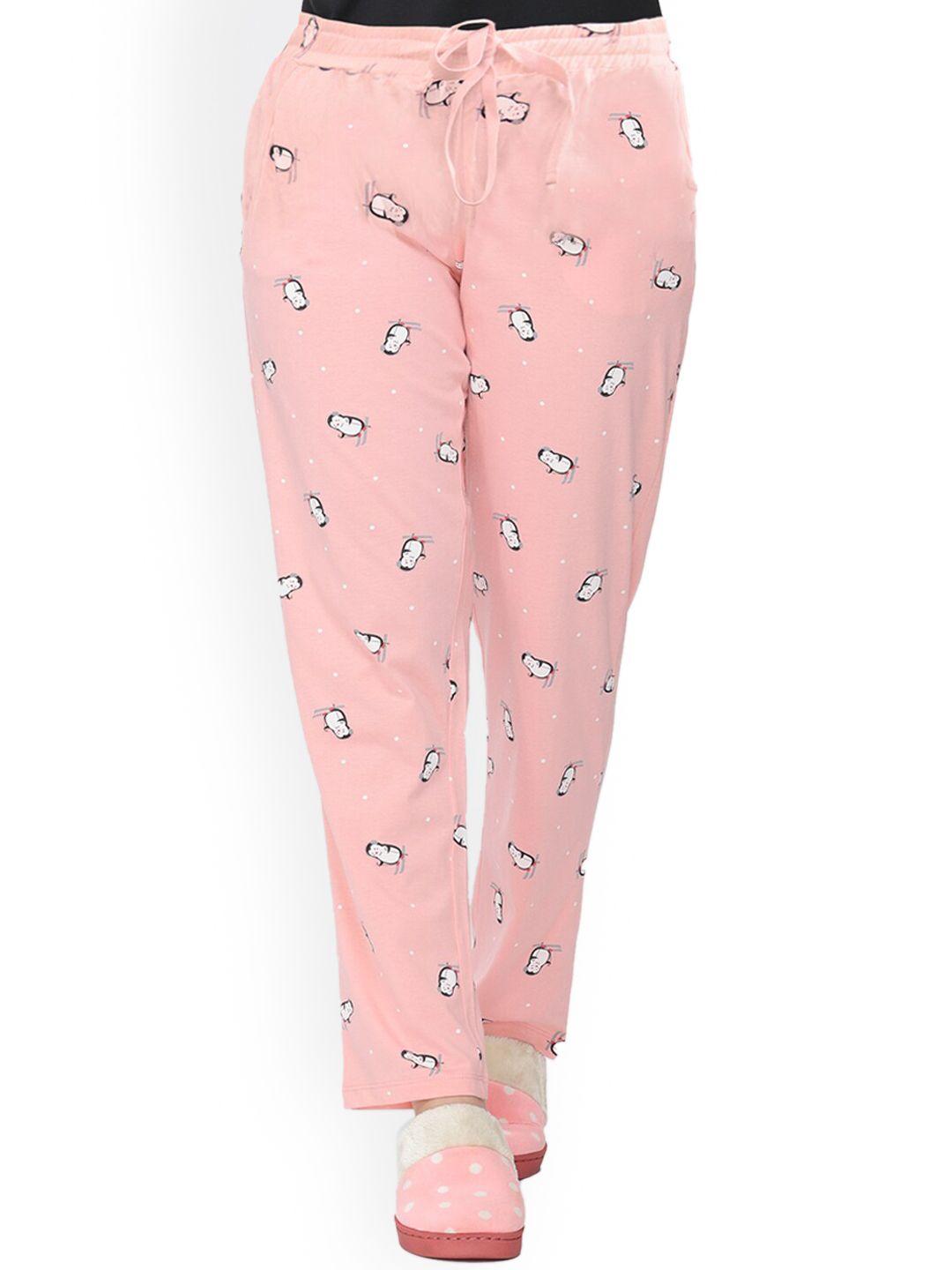 groversons paris beauty printed relaxed fit cotton lounge pants