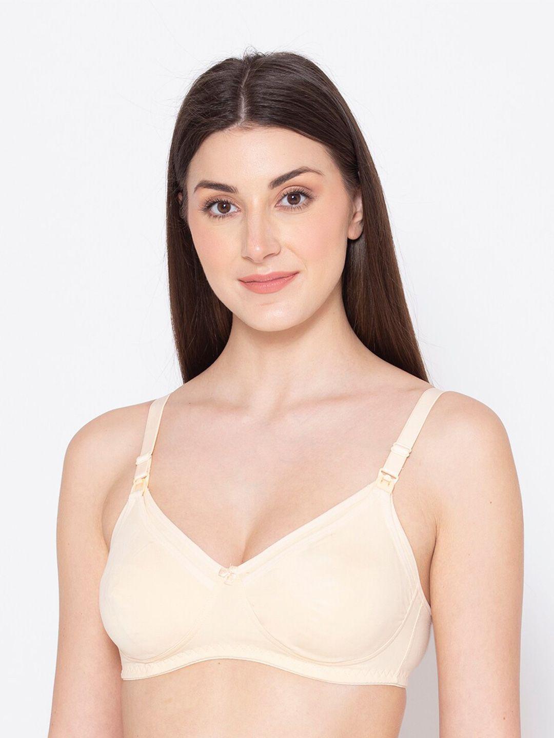groversons paris beauty women beige non padded non wired t-shirt bra