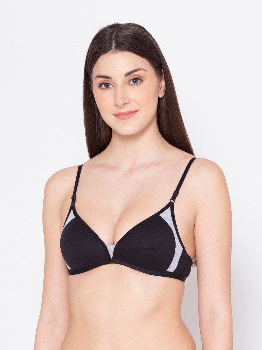 groversons paris beauty women black non padded non wired t-shirt bra