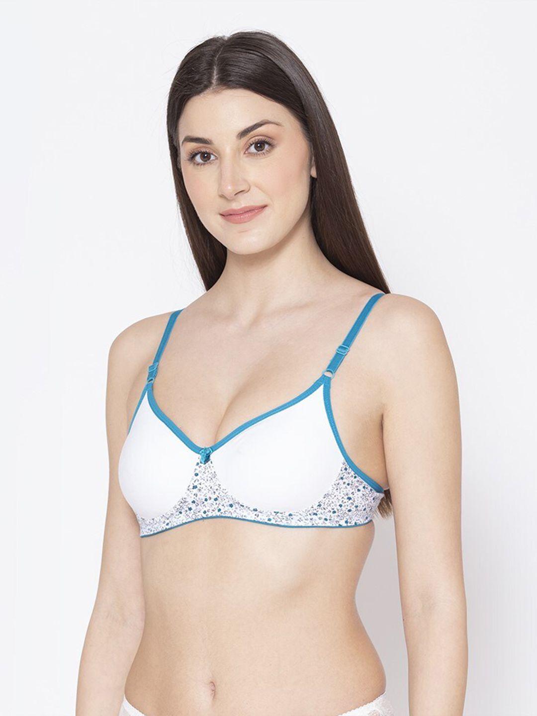 groversons paris beauty women blue & white printed non padded non wired t-shirt bra