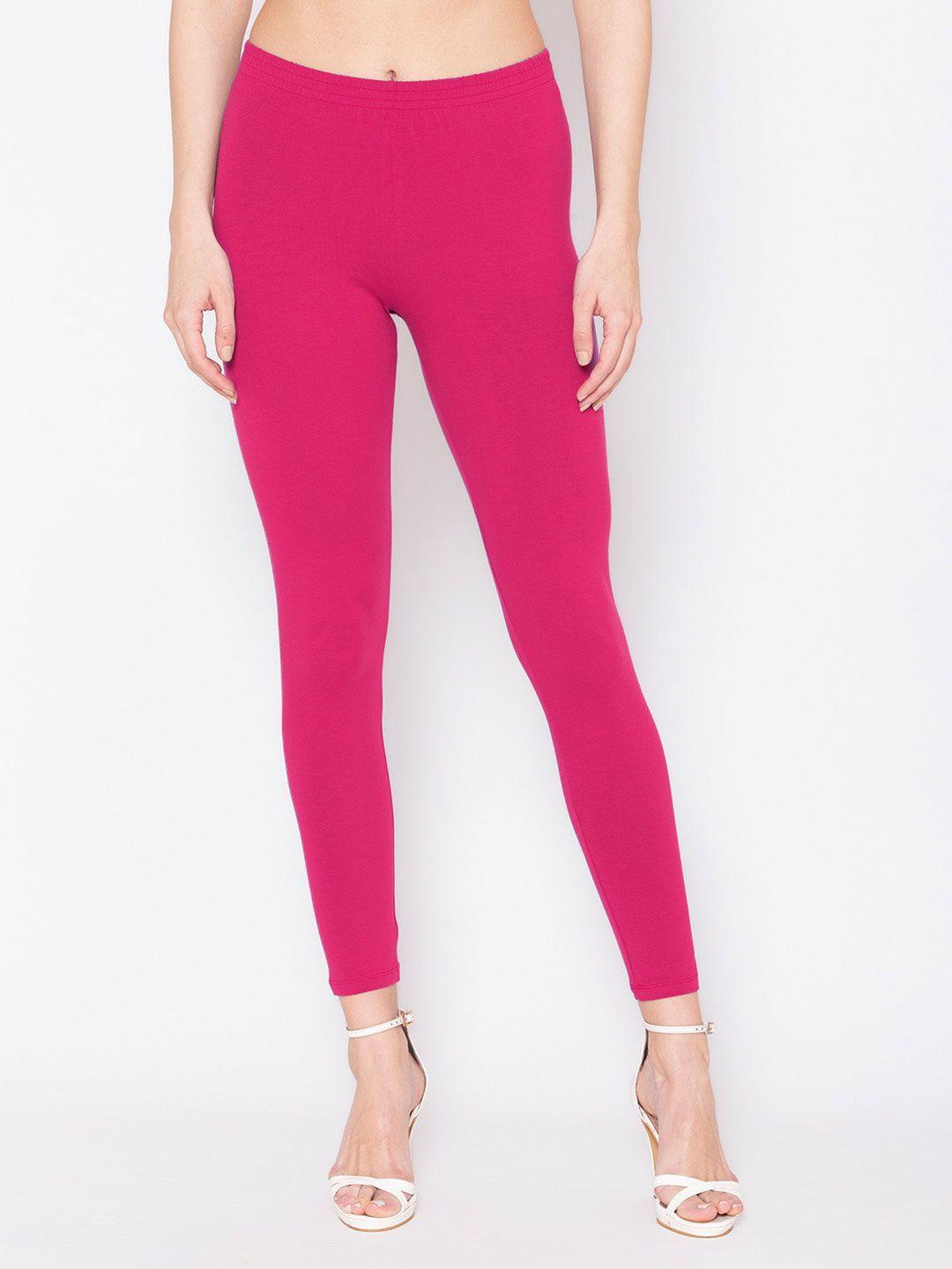 groversons paris beauty women fuchsia pink solid leggings