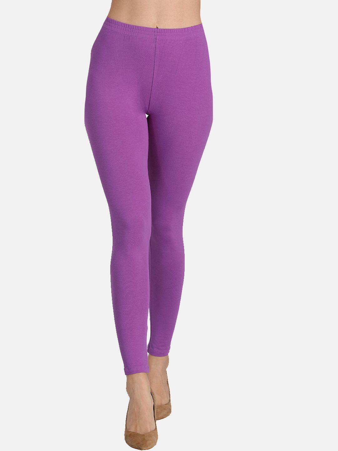 groversons paris beauty women lavender solid cotton leggings