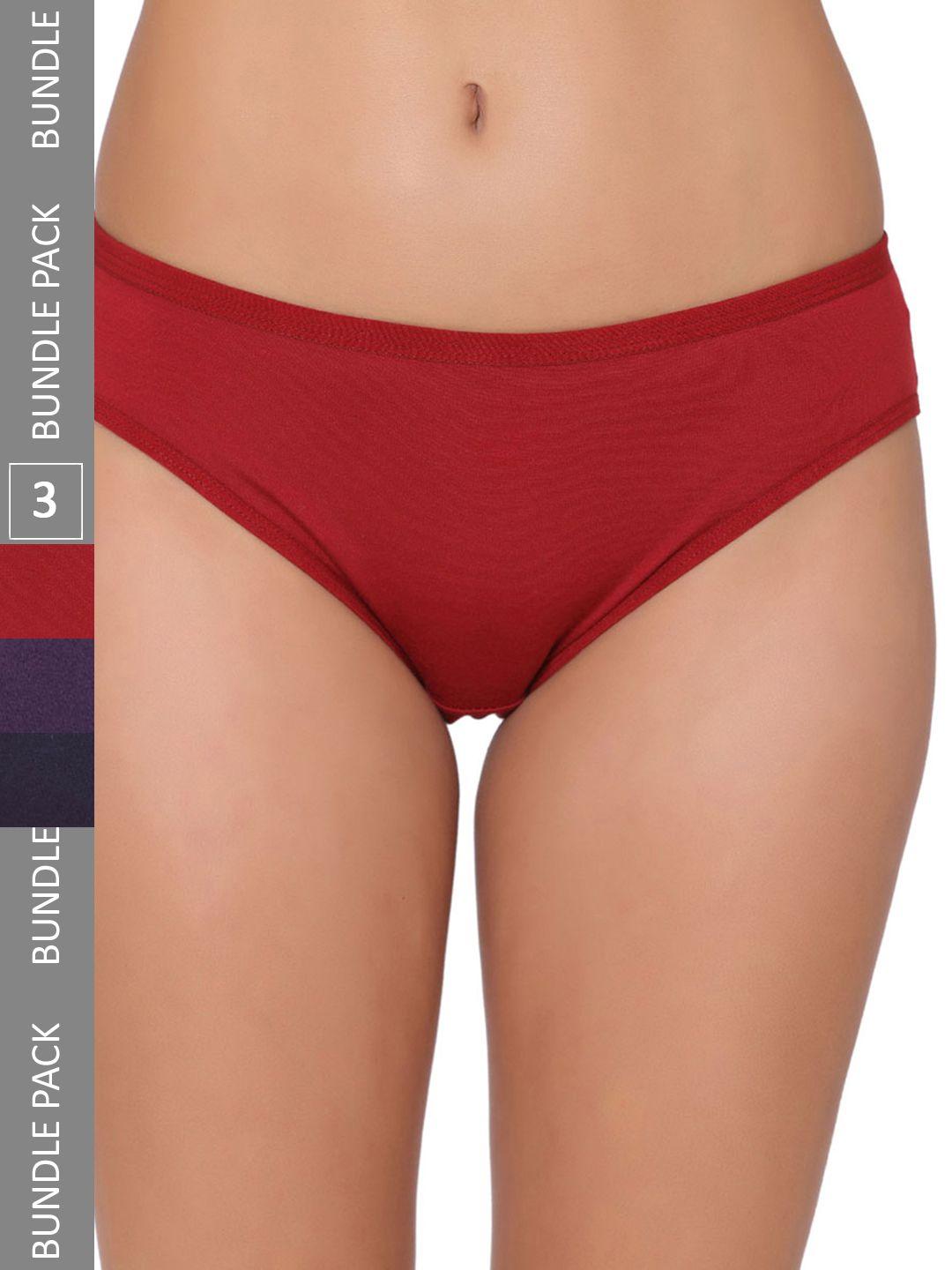 groversons paris beauty women pack of 3 assorted cotton bikini briefs