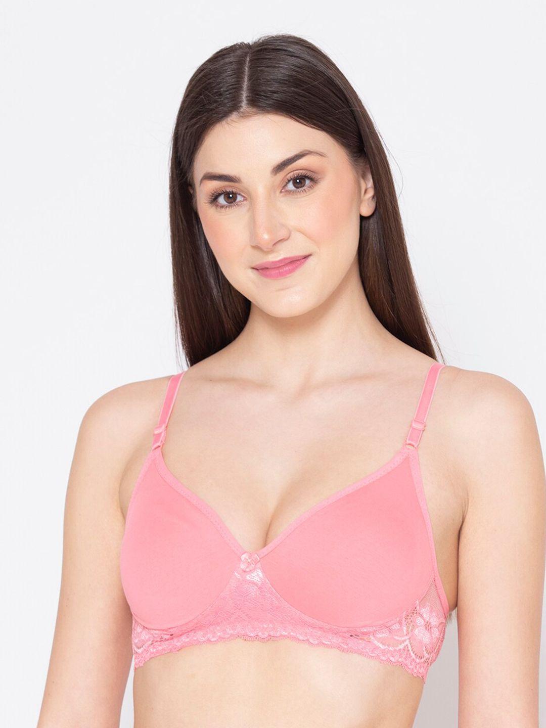 groversons paris beauty women pink non padded non wired t-shirt bra