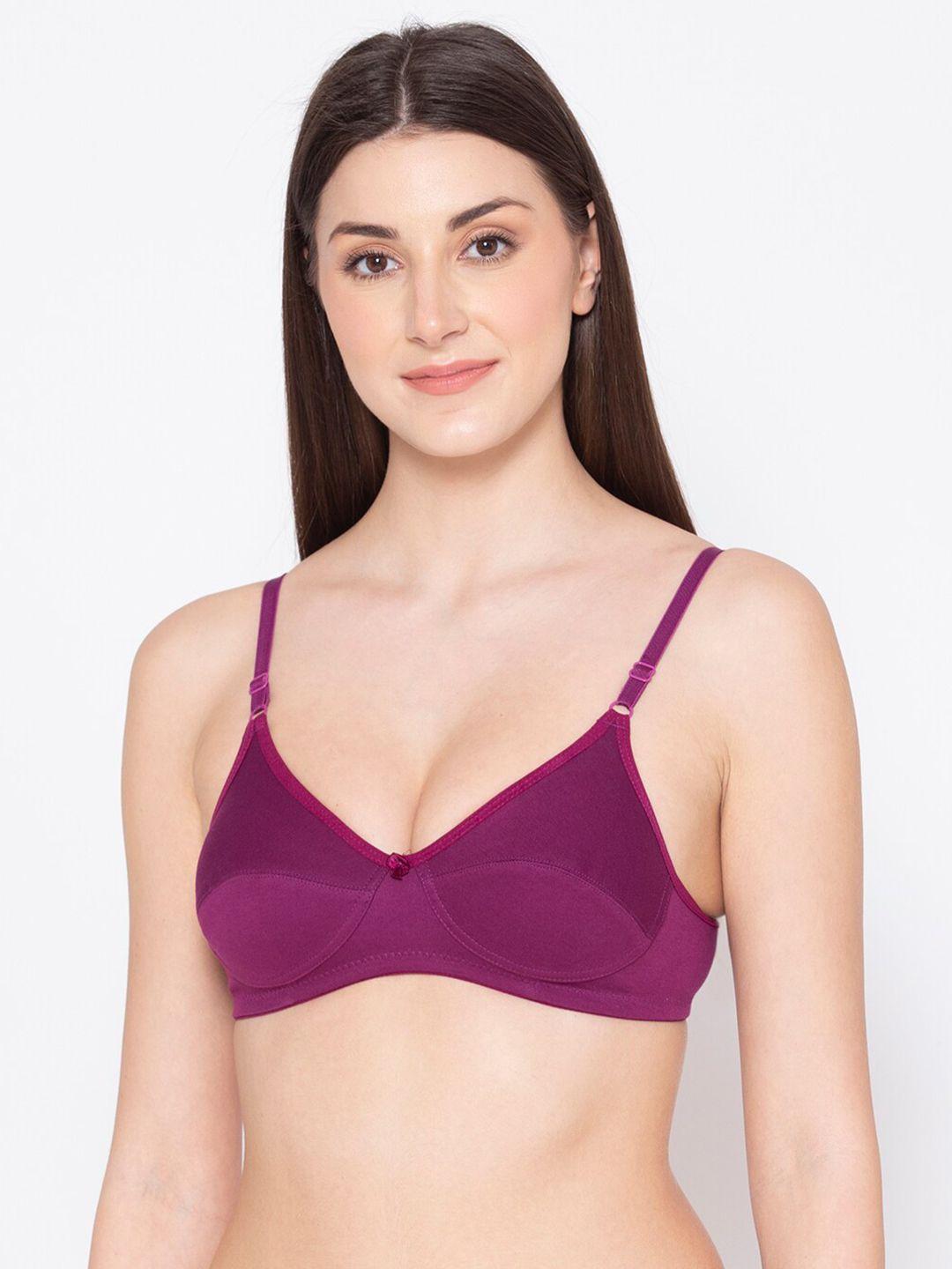 groversons paris beauty women purple non padded non wired t-shirt bra