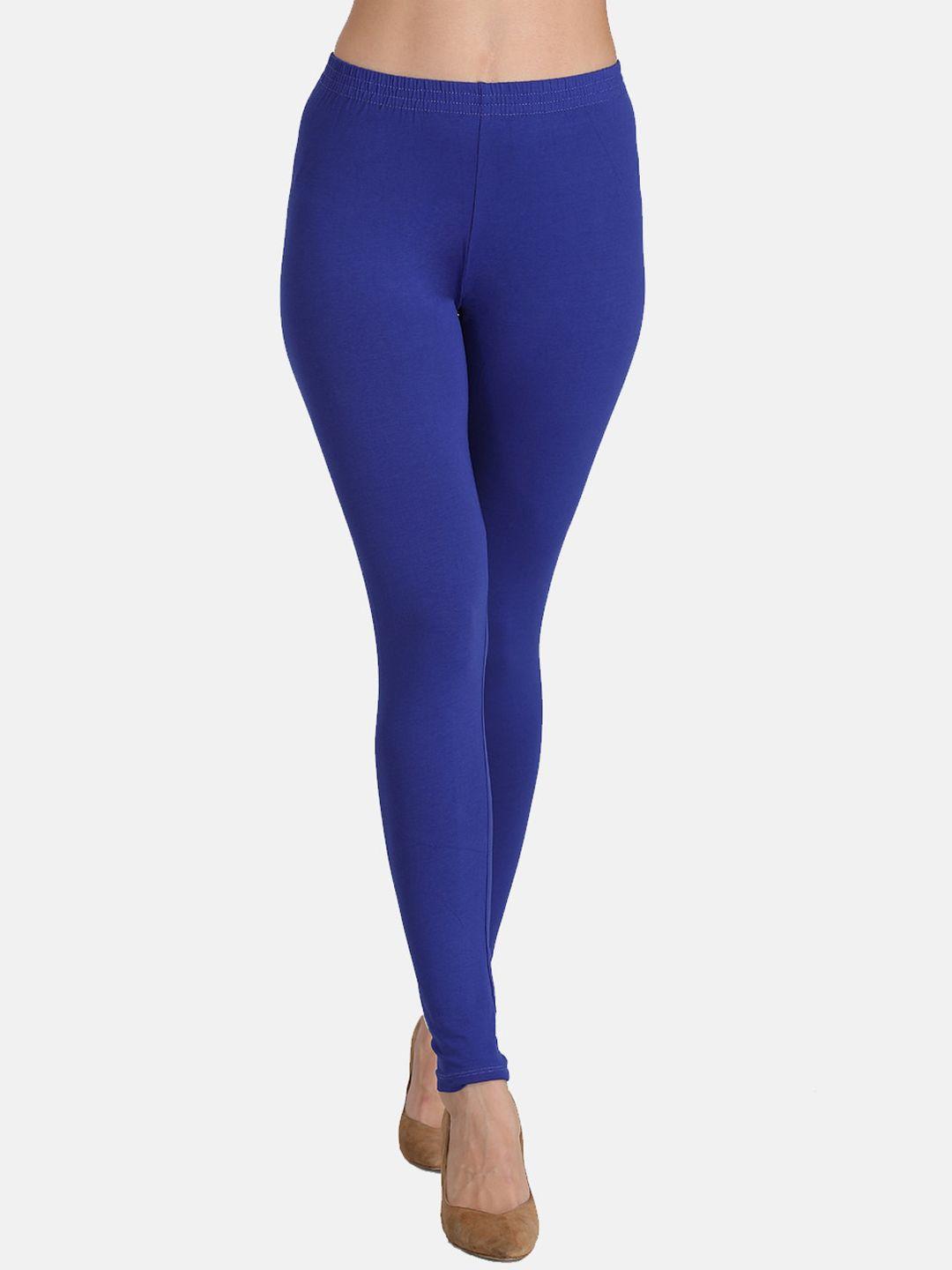 groversons paris beauty women royal blue solid ankle-length leggings