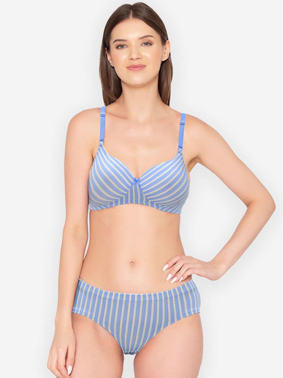 groversons striped lingerie set bp122-blue-white-32b