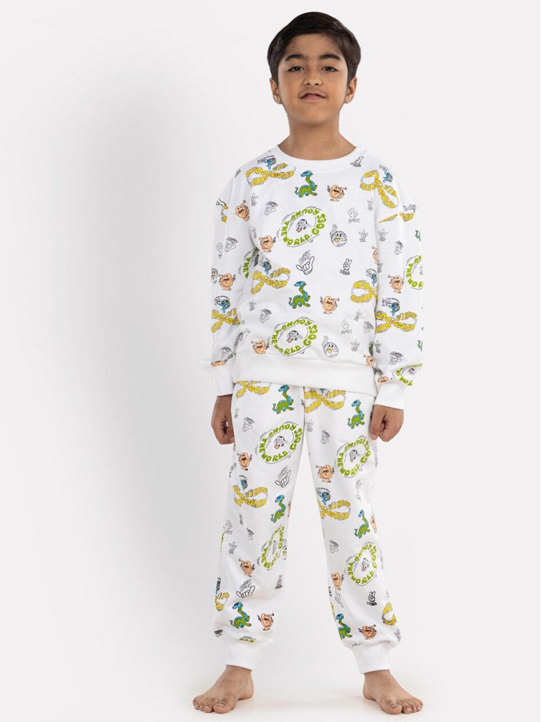 growing tree kids  printed organic cotton t-shirt with pyjamas