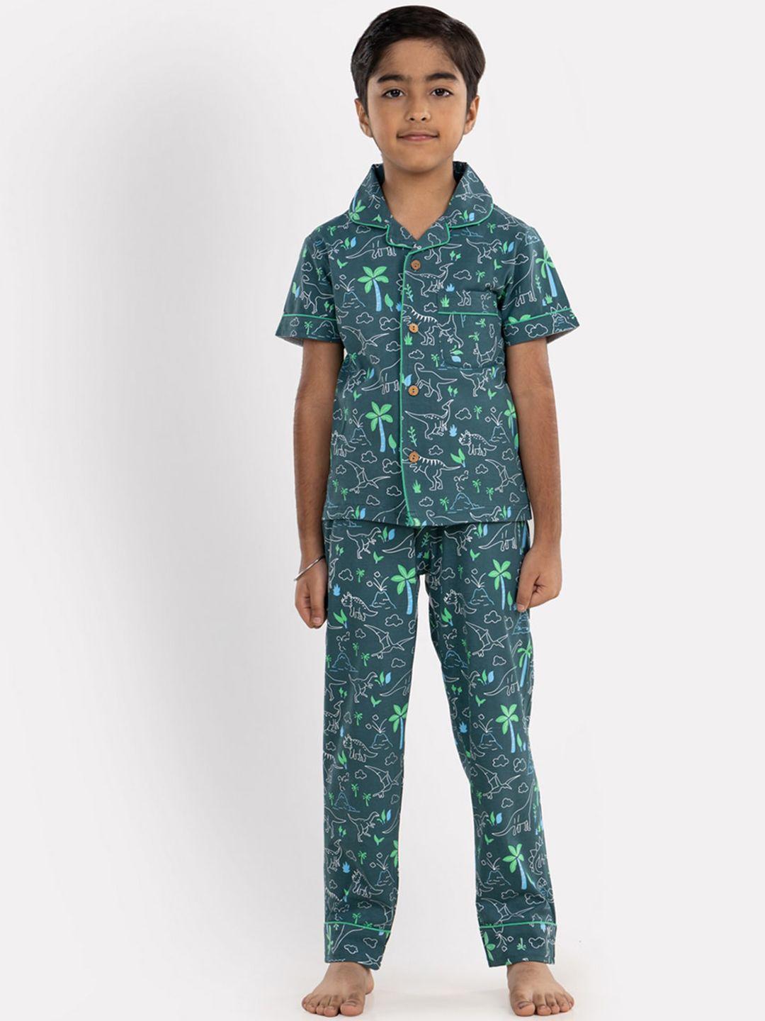 growing tree kids conversational printed pure cotton night suit