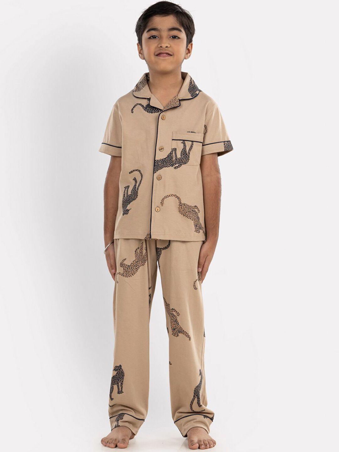 growing tree kids conversational printed pure cotton night suit