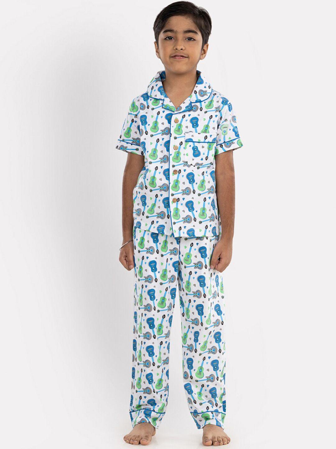 growing tree kids conversational printed pure cotton night suit