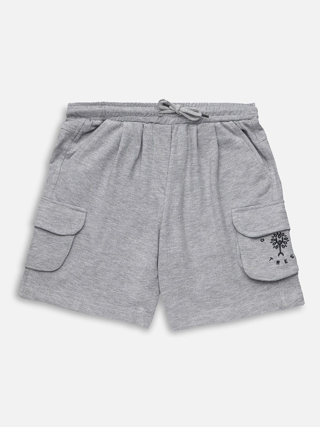growing tree unisex kids grey melange outdoor antimicrobial technology shorts