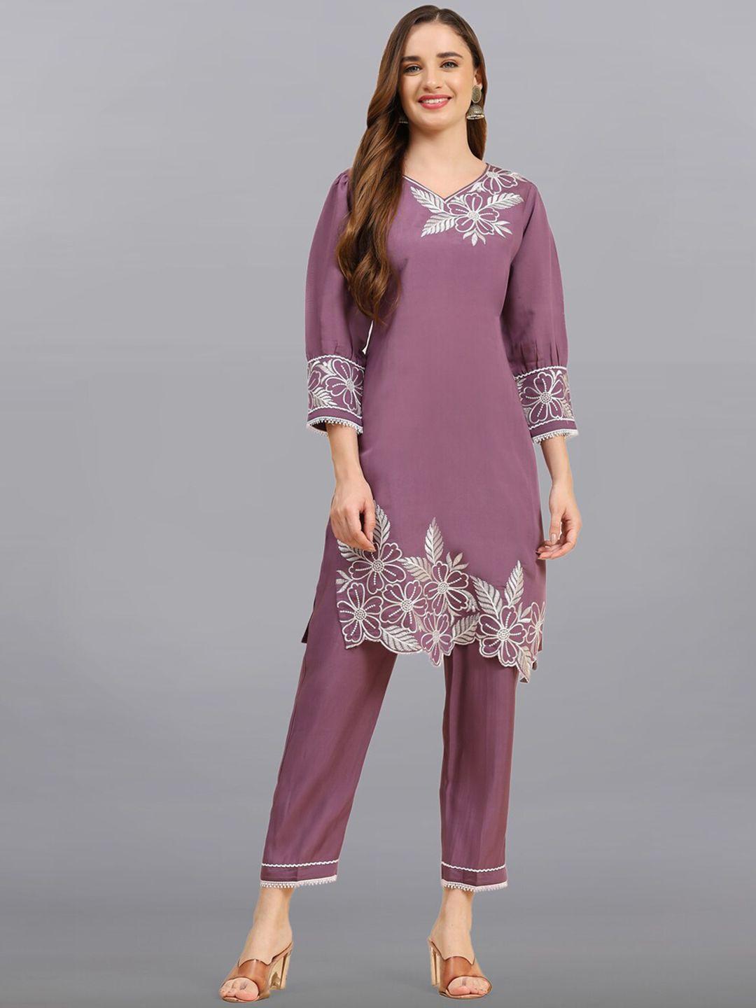 growish embroidered straight kurta & trouser