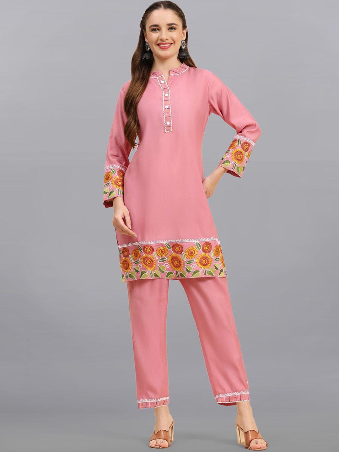 growish embroidered top & trousers co-ords set
