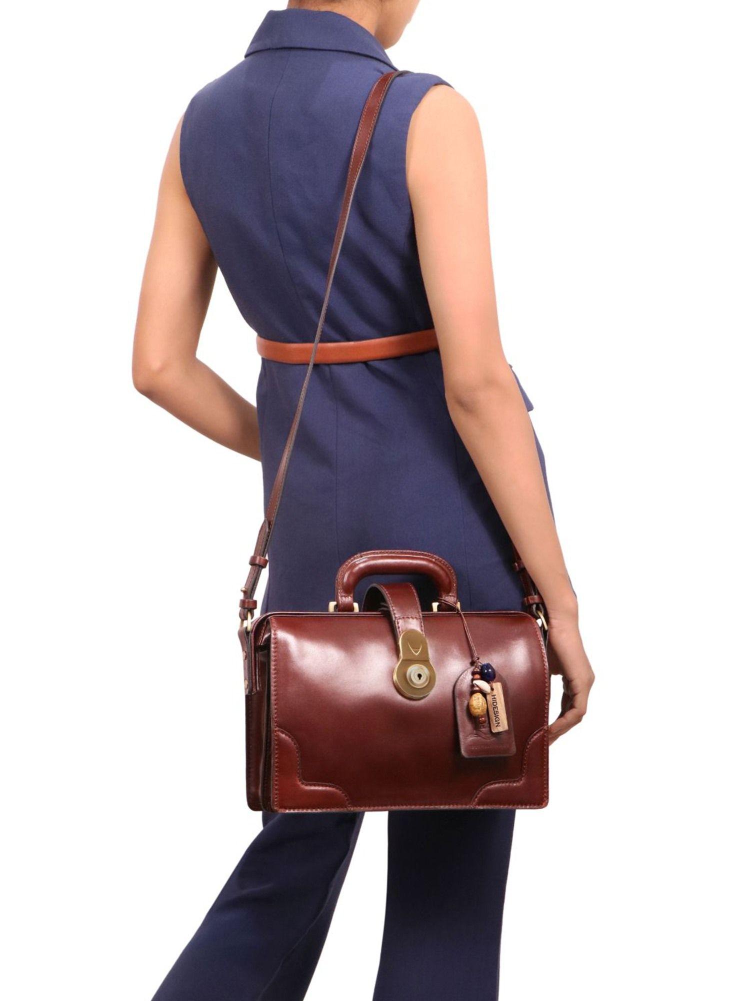 growth 04 formal brown women's office handbag (m)