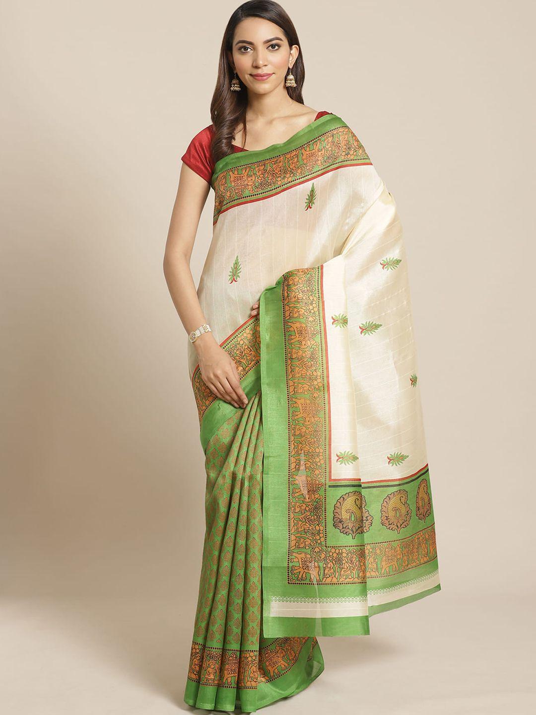 grubstaker ethnic motifs printed art silk saree